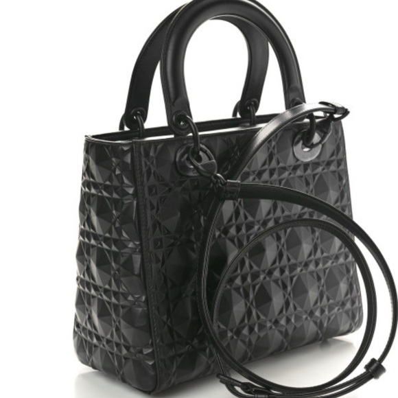 Calfskin Diamond Medium Lady Dior Black - Picture 12 of 14